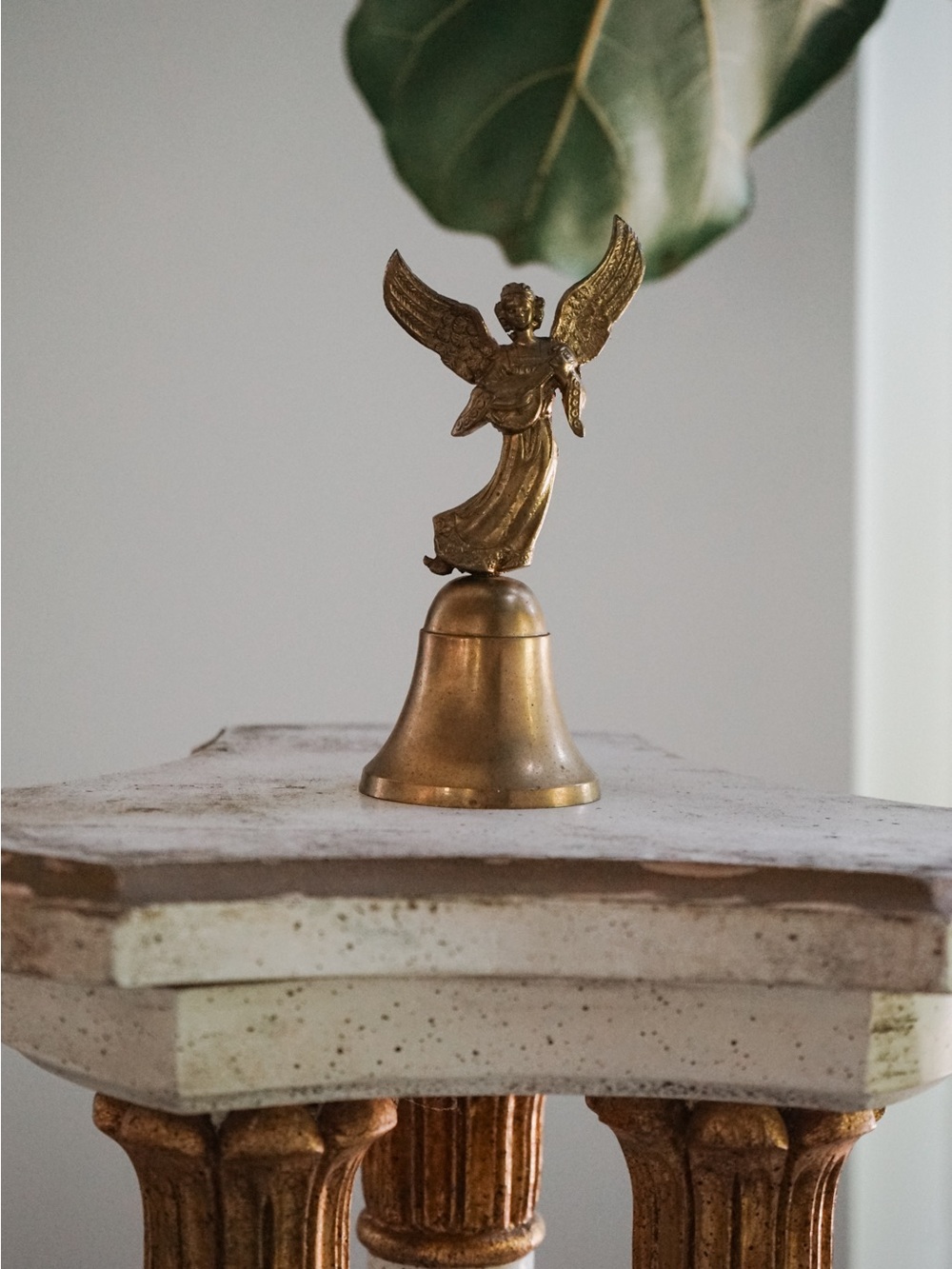 Vintage Angel Topped Brass Bell